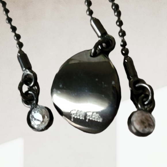 FOLLI FOLLIE| BLACK ENAMEL DANGLE EARRINGS W/ RHINESTONE DROPS - Picture 4 of 11